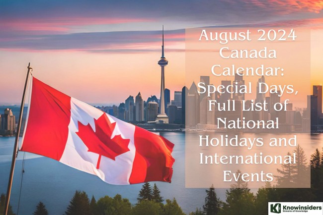 August 2024 Canada Calendar: Special Days, National Holidays and International Events