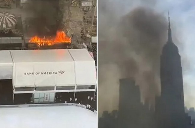 Fire Erupts at Bryant Park’s Holiday Market, Black Smoke Across Manhattan