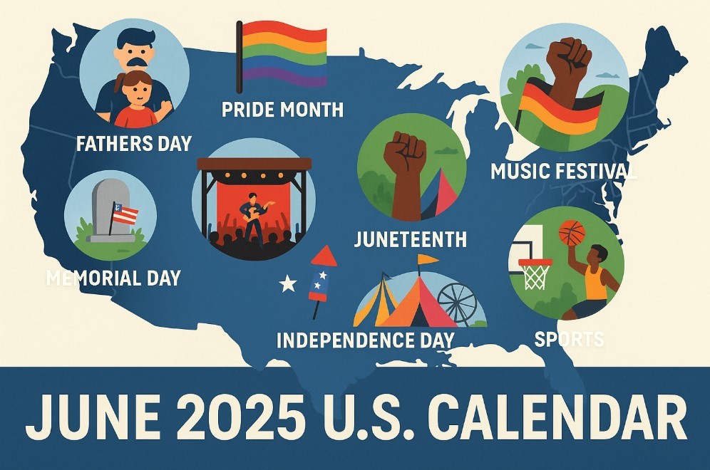 June 2025 US Calendar: Full List of Holidays, Festivals, Events & Celebrations
