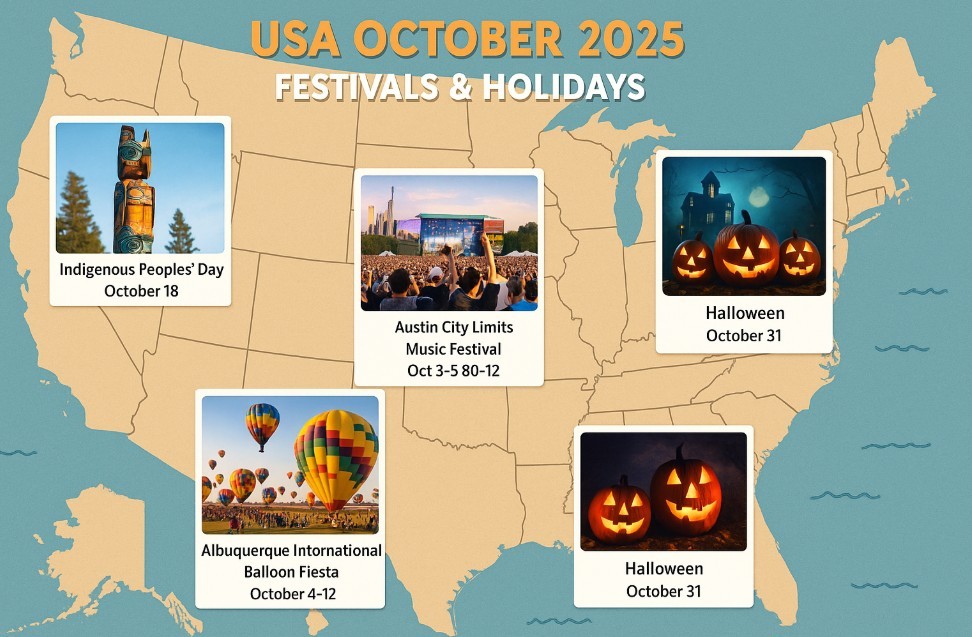 USA Calendar October 2025 – Full List of Festivals & Holidays