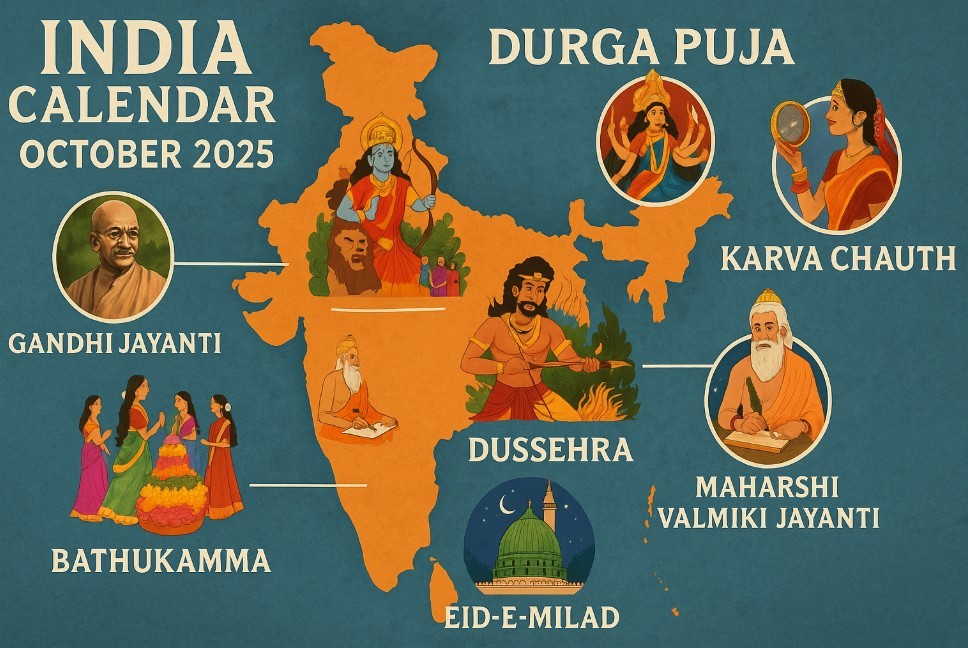 India Calendar October 2025 – Full List of Festivals & Holidays
