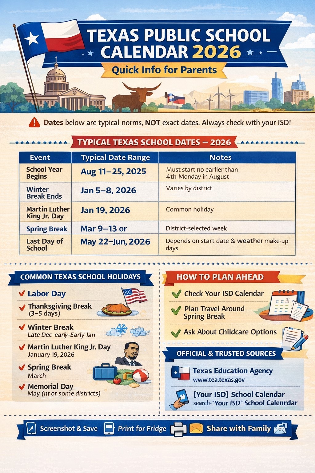 2026 Texas Public School Calendar: Key Dates, Breaks, and What Families Should Know