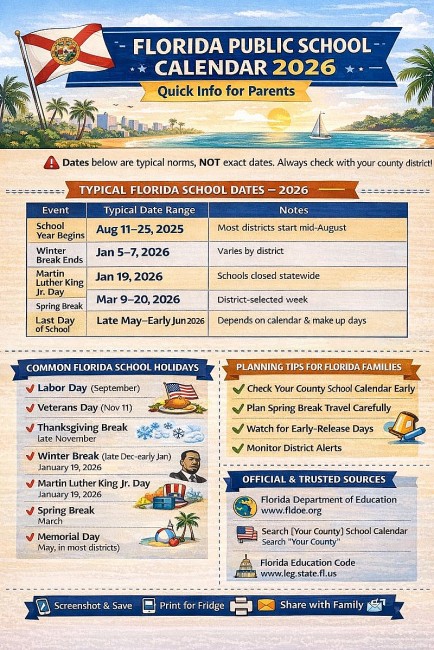 2026 Florida Public School Calendar: Key Dates, Holidays, and What Families Should Know