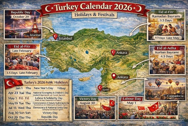 Turkey Calendar 2026: Public Holidays, Religious Festivals, and National Celebrations Guide