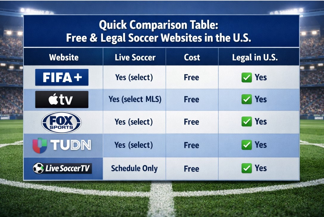 Top 5 Free and Legal Websites to Watch Live Soccer in the U.S. (Updated Guide)