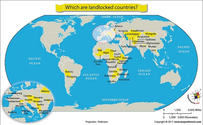 The List of More Than 40 Landlocked Countries in the World Today